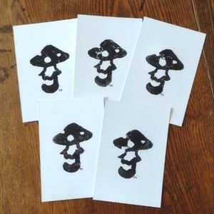 Hand Stamped Mushroom Postcard set of 5